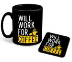 Whats Your Kick Coffee Theme Will Work For Coffee Printed Black Ceramic Coffee Mug with Coaster Tea Mug 325ml