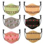 MEELANA Multicolor Cotton 3D Embroidery Washable and Reusable with Multilayers Cloth Face Masks (10 x 10 x 11 Centimeters) (pack of 6)