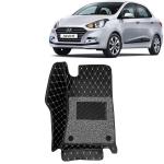 Kingsway 7D Car Floor Foot Tray Mats for Hyundai Xcent, 2017 - 2020 Model, 100% Waterproof Washable, Black, Made with Top-Notch PVC Material, Complete Set of 3 Piece