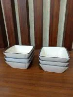 Caffeine White Ceramic Katori Bowl (Set Of 6)