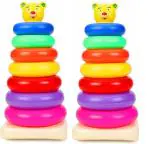 Halo Nation Multicolor Rainbow Stacking Rings (Pack of 2)