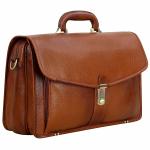 RICHSIGN Italian Gold Leather Unisex Laptop Briefcase