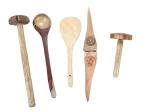 Etsibitsi Brown Wood Masher, Lemon Squasher, Rice Serving Spoon, Big Spoon, Mathani Milk Cudler (Combo Of 5)