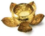 Blissful Decors Golden Metal Lotus Diya Tealight Holder Diyas for Diwali Decoration Festival Home decor with glass