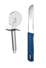 Blue Wonder Stainless Steel SS Pizza Cutter With Kitchen Vegetables Cutting Knife Chalu and (Multicolour, Pack of 2)