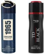 PasCom Fresh 1965 Origins & TD Black Deodorent Body Spray (EACH 200 ML) PACK OF 2 PCS Deodorant Spray - For Men Incomplete