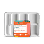 ECO SOUL (25 Pack, 6-Compartment) Disposable Bagasse Meal Tray| Ecofriendly - Rectangle