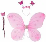 Kunya Baby Girl's Fairy Butterfly Wings Costume Butterfly Fairy Angel Wing, Wand And Hairband (Pink)