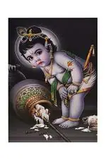 BM TRADERS Sparkle Photo Print of Bal Krishna without Frame (20 x 28 inch)