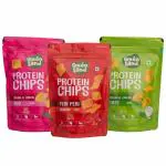 GREENLAND Protein Chips (Pack of 3, 80g Each) Healthy Snacks | Gluten Free | Rich in Protein | Zero Trans Fat | Flavor: Peri Peri Quinoa, Cream & Onion Ragi, Cream & Onion Oats