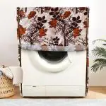 Dakshya Industries Polyester Leaves Design Front Load Fully Automatic Washing Machine Cover With Zip Enclosure Suitable For 6kg,6.5kg,7kg ( Brown Size-23x23x35 Inches)