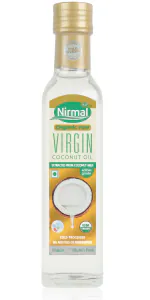 KLF Nirmal USDA Orgaic Virgin Coconut oil 250 ML Glass Bottle ( Air Cushion pack )