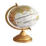 GeoKraft 8 Inch Premium Decorative White Globe with Metal Stand/ Home Decor/Office Decor/Corporate Gift/ World Globe
