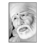 Abhi Online Shop Sai Baba Painting Hanging Photo Frame Collage Photo Frames For Wall, For Living Room, Bedroom, Home Wall And Worship Room Decoration (16X24, Black & White Sai Baba)
