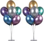 Party Propz White Plastic Balloon Stand For Decoration (Set Of 2)