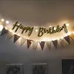 SpecialYou.in Happy Birthday DIY Kit Combo with Gold Paper Flag, LED Light, and Beautiful Happy Birthday Banner for Girls, Aesthetic Room Decor for Birthday Party Pack of 3 Items