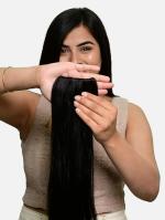 THE SHELL HAIR Seamless Wide Patch Hair Extensions for Women | Real Human Hair (14 inch, Natural balck)