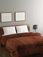 Bombay Dyeing Fanella 284 GSM Polyester Brown Solid Double AC Blanket,Travel Blanket & Camping.