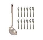 FIRST FRONT Stainless Steel Kitchen Tools Chamcha With SS Fork (Multicolour, Pack of 2) l Kitchen Tools l Essential Kitchen Tools l Tools l Kitchen l Utensils l Stainless Steel Tools l Steel Kitchen Tools l Metal Tools