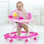 baybee Pink Blessy Baby Walker for Kids, Round Kids Walker Kids Activity Walker for Baby with Musical Toy Bar Walker For Baby (6-18mts)