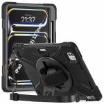 ProElite Cover for Apple iPad Pro 11 inch 2024 Case, Rugged 3 Layer Armor case Cover for iPad Pro 11 inch M4 2024 with Apple Pencil Holder, Shoulder Strap and Kickstand, Black