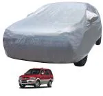 Auto Hub Car Body Cover Compatible with Chevrolet Tavera with Mirror Pockets, Triple Stitched, Water Resistant Car Cover, Metallic Silver