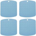 P-Plus International Silicone Trivets Mat for Dish Hot Pads for Counter Top, Blue Pack of 4