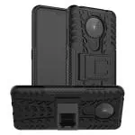 Lustree Nokia 5.3 Black Plastic Shock Absorbent Armor Mobile Back Cover Case with Kickstand Wheel - 18 x 5 cm