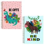 Whats Your Kick Animal Cartoons Inspired A5 Set of 2 Soft Cover Notebook 80 GSM Wiro Binding Notebook Single Line 160 pages Stylish Notebook D7