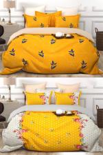 Neekshaa Combo pack of 2 Super Soft Glace Cotton Double Bedsheets with 4 Pillow covers_Size-90 x 90 inches ( Multicolor)