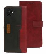 Jkobi Flip Cover Case for Samsung Galaxy A04 | A04E (Professional Dual Leather Finish | Magnetic Closure | 360 Degree Camera Protection | Rear and Interior Card Slots | Maroon with Black)