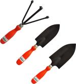 Raizing Orange, Black Small Trowel, Big Trowel And Cultivator With Handle Garden Tool Set (Set Of 3)