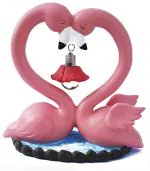 Make A Wish Snowbird Multicolor Plastic Led Light Up Swan Couple Showpiece Best Valentines Day Gift