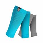 KUE Calf sleeves for Men & women | Footless Compression Socks Stockings for Calf Support, Circulation, Swelling, Shin Splints, Varicose Veins, Recovery (Combo Pack of 2 - Turquoise-Grey Size- L/XL)