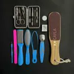 KA CAYLA 7 pieces of manicure set, pedicure set pack of 6 and wooden foot scrubber (100 ml, Set of 14)