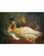 DECOR ADVENTURES Reclining Nayar Lady by Raja Ravi Varma Wall Painting 14 x 18 inch