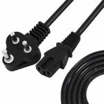 Storite Black Plug IEC Mains Power Cable Cord for Desktop and Monitor - 1.5 m