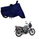 Mototrance Blue Leather Bike Body Cover With Storage Bag For Honda Cb Shine