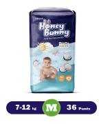 Honey Bunny Medium (M) Size - 36 diapers| Pack of 1 | (7-12 kgs) with Wetness Indicator, Silky Soft - Bubble sheet| (7-12 kgs) with Wetness Indicator, Silky Soft - Bubble sheet
