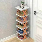 JMC 6 Layer Shoe Rack Design Lightweight Adjustable Plastic Foldable Shoe Cabinet Storage