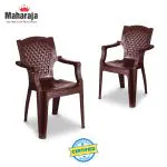MAHARAJA Heritage for Home,Office | Comfortable | ArmRest | Bearing Capacity upto 200Kg Plastic Outdoor Chair  (Brown, Set of 2, Pre-assembled)