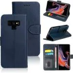 Slugabed Premium Leather Back Cover for Samsung Galaxy Note 9 Wallet Case Flip Cover | Pockets & Built in Stand | Designer Finish | Magnet Closure | (Blue)