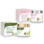 The Eco Mama Green Tea Face Cream (Day Cream) & Inner Glow Night Cream Combo| Reduce Dark Spots and Pigmentation. Prevents Premature Aging | Complete skincare routine