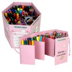Shuban Art Supplies 83Pcs Children Deluxe Art Drawing Crayon Color Set For Kids Case Art And Craft Supplies Drawing And Painting Set Great Gift (Pink) B