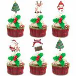 Festiko 6 Pcs Merry Christmas Cup Cake Toppers Decoration, Christmas Cupcake Toppers Decoration