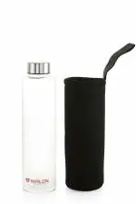 NIRLON Ira Borosilicate Glass Bottle 1000ml with sleeve | Water bottle for fridge | Extreme Temperature Resistant | for Hot and Cold Water, Milk, Lassi, Juice, Detox Mix | Leak Proof | Transparent