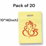 CARRY CLOUD Ganesh Ji Printed Carry Bag Eco friendly Shoping Bag | 10x14 Inchs | pack of 20 | Yellow colour