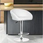 TAPODHANI Mini Plain Height Adjustable & Revolving Bar Stool/Kitchen Chair (White) (1 Pc)