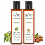 Mystiq Living Originals Combo - Extra Virgin Olive Oil & Sweet Almond Oil| For Hair, Skin And Massage| Cold Pressed, Pure & Natural - 200 ML (100 ML each)
