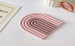 HomeCloud Pink With Brown Silicone Place Mats 15.0 Centimeter 2.0 Centimeter Silcone Coaster